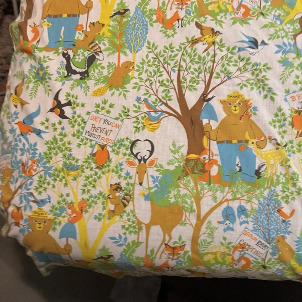 Vintage Fieldcrest Ideal Smokey the Bear Twin Flat Sheet Pillowcase Pillow Case